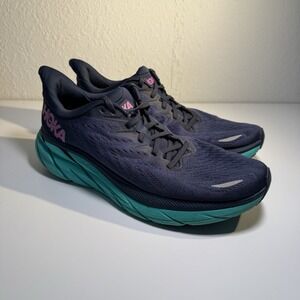 Hoka One One Clifton 8 Running Shoes Womens Navy Outer Space Atlantis SZ 12B